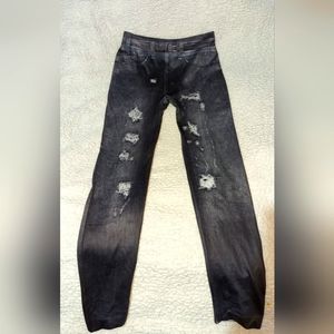 Large Jean pattern polyester & spandex leggings.